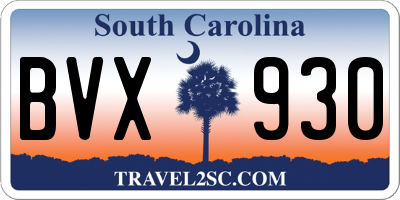 SC license plate BVX930