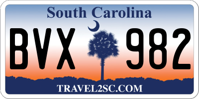 SC license plate BVX982
