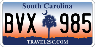 SC license plate BVX985