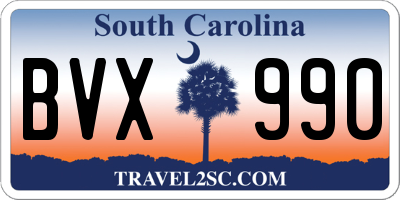 SC license plate BVX990
