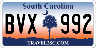 SC license plate BVX992