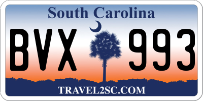 SC license plate BVX993