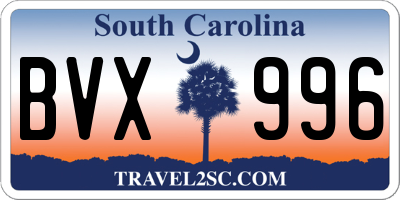 SC license plate BVX996