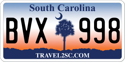 SC license plate BVX998