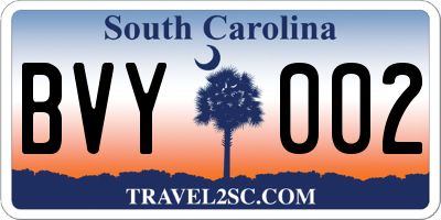SC license plate BVY002