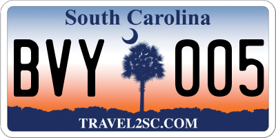 SC license plate BVY005