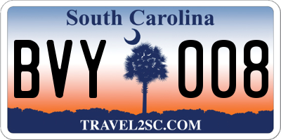 SC license plate BVY008
