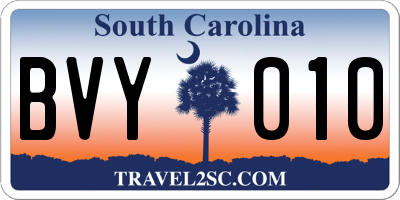 SC license plate BVY010