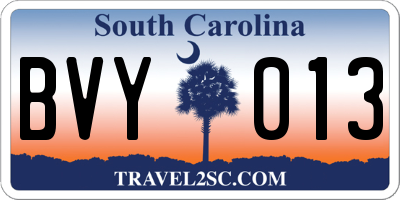 SC license plate BVY013