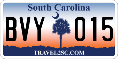 SC license plate BVY015