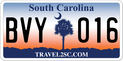 SC license plate BVY016