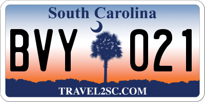 SC license plate BVY021