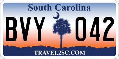 SC license plate BVY042