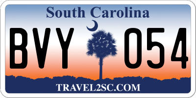 SC license plate BVY054