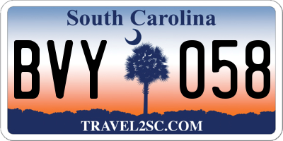 SC license plate BVY058