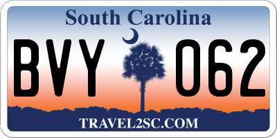 SC license plate BVY062