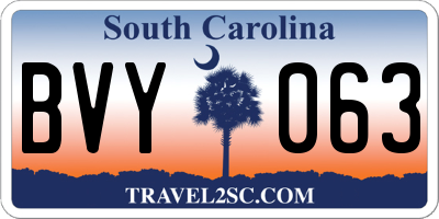 SC license plate BVY063