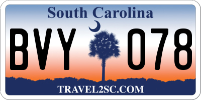 SC license plate BVY078