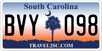 SC license plate BVY098