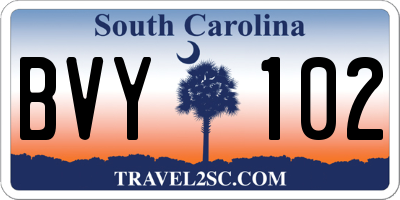 SC license plate BVY102