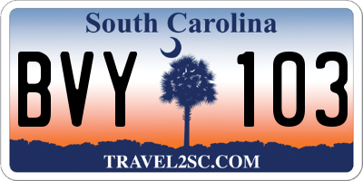 SC license plate BVY103