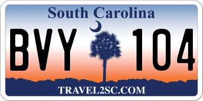SC license plate BVY104