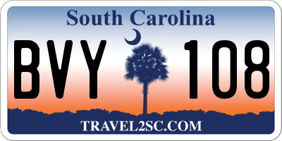 SC license plate BVY108