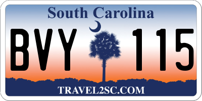 SC license plate BVY115
