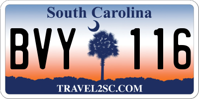 SC license plate BVY116