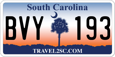 SC license plate BVY193