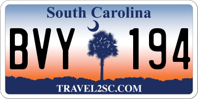 SC license plate BVY194