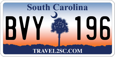 SC license plate BVY196