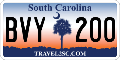 SC license plate BVY200