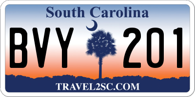 SC license plate BVY201