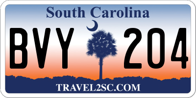 SC license plate BVY204