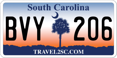 SC license plate BVY206