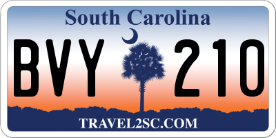 SC license plate BVY210