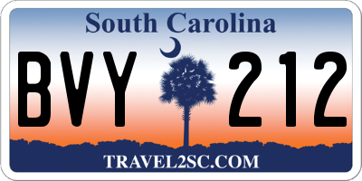 SC license plate BVY212