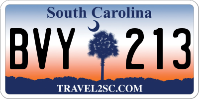 SC license plate BVY213