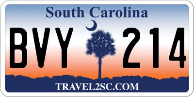 SC license plate BVY214