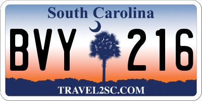 SC license plate BVY216