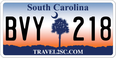 SC license plate BVY218