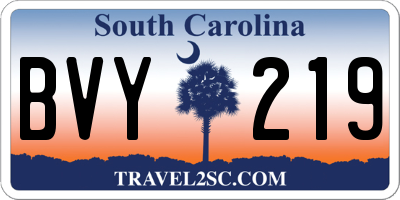 SC license plate BVY219