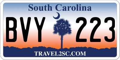 SC license plate BVY223