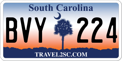 SC license plate BVY224