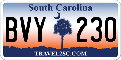 SC license plate BVY230