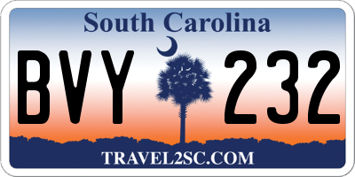 SC license plate BVY232