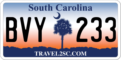 SC license plate BVY233