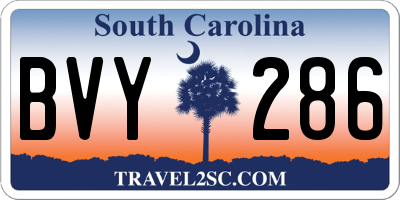 SC license plate BVY286