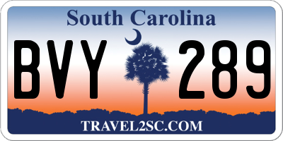 SC license plate BVY289